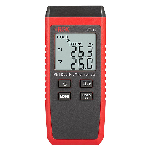 Термометр RGK CT-12 с погружным зондом температуры TR-10W и поверхностным зондом TR-10S с поверкой
